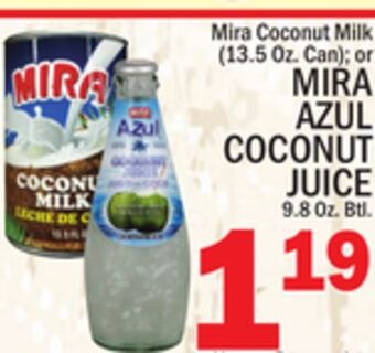 C Town Mira azul coconut juice 9.8 oz. btl. offer