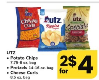 ACME Utz potato chips 7.75-8 oz. bag pretzels 14-16 oz. bag cheese curls 8.5 oz. bag offer