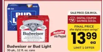 ACME Budweiser or bud light offer
