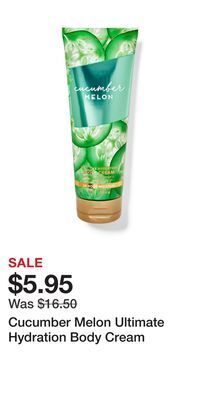 Bath & Body Works Cucumber melon ultimate hydration body cream offer