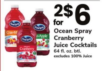ACME Ocean spray cranberry juice cocktails offer