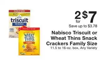 Fairway Store Market Nabisco triscuit or wheat thins snack crackers family size offer