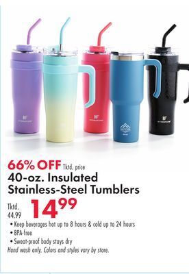 Boscov's 40-oz. insulated stainless-steel tumblers offer