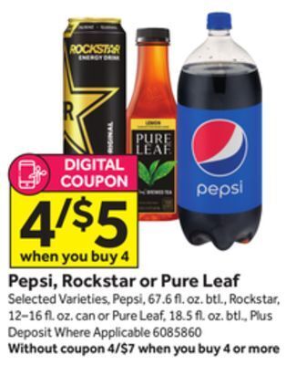 Stop&Shop Pepsi, rockstar or pure leaf offer