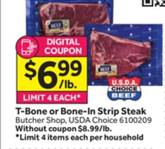 Stop&Shop T-bone or bone-in strip steak offer