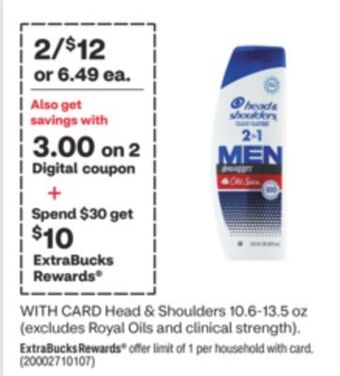 CVS Head & shoulders 10.6-13.5 oz offer