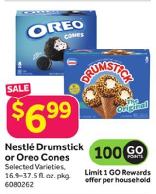 Stop&Shop Nestlé drumstick or oreo cones offer