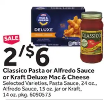 Stop&Shop Classico pasta or alfredo sauce or kraft deluxe mac & cheese offer