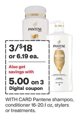 CVS Pantene shampoo, conditioner 16-20.1 oz, stylers or treatments offer