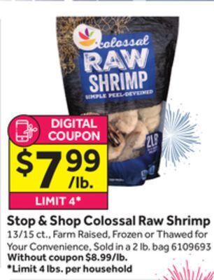 Stop&Shop Stop & shop colossal raw shrimp offer