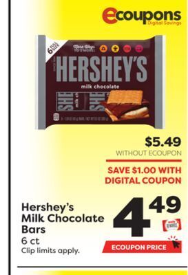 Weis Markets Hershey's milk chocolate bars offer
