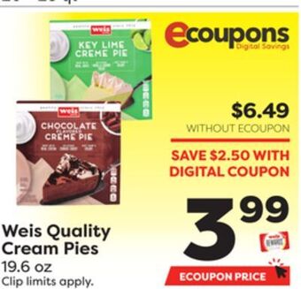 Weis Markets Weis quality cream pies offer