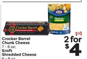 Weis Markets Cracker barrel chunk cheese 7-8 oz kraft shredded cheese 6-8 oz offer