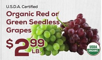 DeCicco & Sons Organic red or green seedless grapes offer
