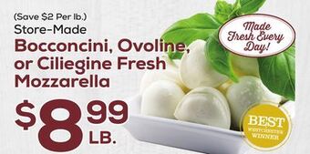 DeCicco & Sons Bocconcini, ovoline, or ciliegine fresh mozzarella offer
