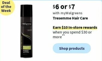 Walgreens Tresemme Hair Care offer