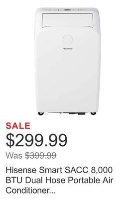 Costco Hisense smart sacc 8,000 btu dual hose portable air conditioner with heat pump offer