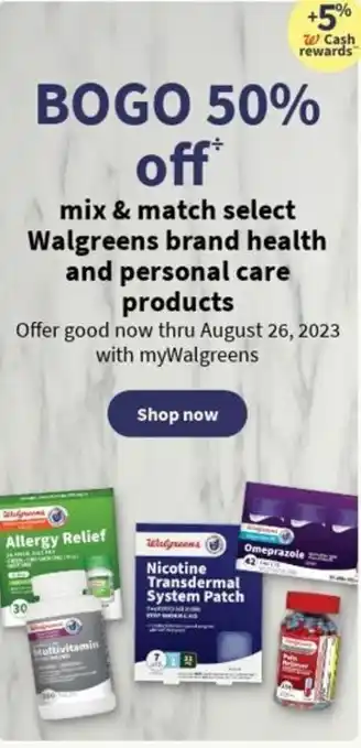 Walgreens Walgreens brand Health and Personal Care Products offer