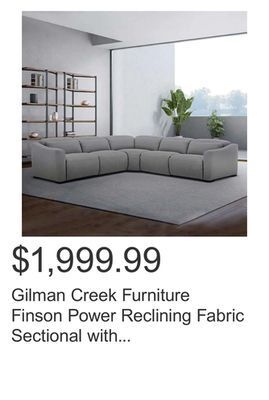 Costco Gilman creek furniture finson power reclining fabric sectional with power headrests offer