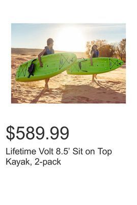 Costco Lifetime volt 8.5' sit on top kayak, 2-pack offer