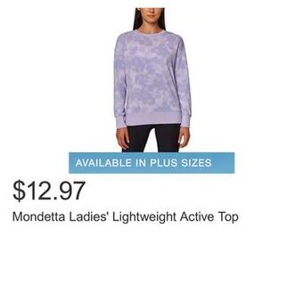 Costco Mondetta ladies' lightweight active top offer