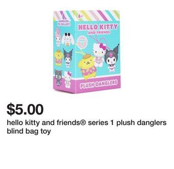 Five Below Hello kitty and friends® series 1 plush danglers blind bag toy offer