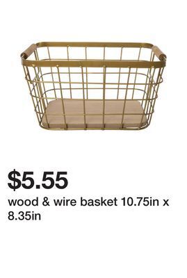 Five Below Wood & wire basket 10.75in x 8.35in offer