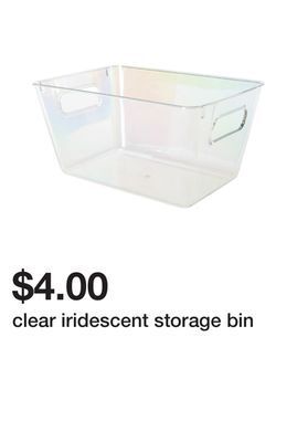 Five Below Clear iridescent storage bin offer