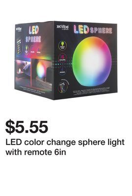 Five Below Led color change sphere light with remote 6in offer