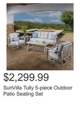 Costco Sunvilla tully 5-piece outdoor patio seating set offer
