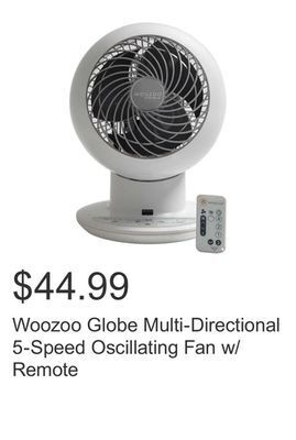 Costco Woozoo globe multi-directional 5-speed oscillating fan w/ remote offer