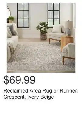 Costco Reclaimed area rug or runner, crescent, ivory beige offer