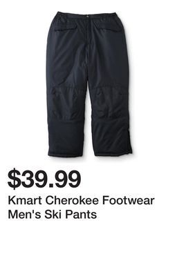 Kmart Kmart cherokee footwear men's ski pants offer