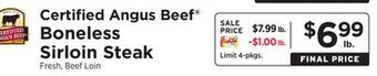 ShopRite Boneless sirloin steak offer