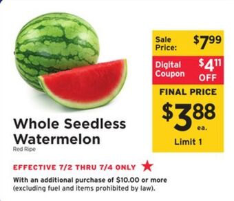 ShopRite Whole seedless watermelon offer