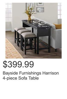 Costco Bayside furnishings harrison 4-piece sofa table offer