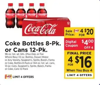 ShopRite Bottles 8-pk. or cans 12-pk. offer