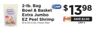 ShopRite 2-lb. bag extra jumbo ez peel shrimp offer