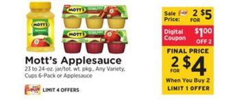 ShopRite Applesauce offer