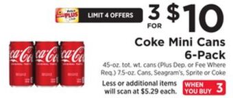 ShopRite Coke mini cans 6-pack offer