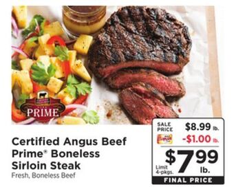 ShopRite Prime boneless sirloin steak offer