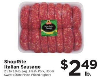 ShopRite Italian sausage offer