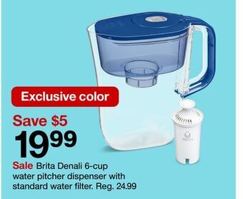Target Brita denali 6-cup water pitcher dispenser with standard water filter offer