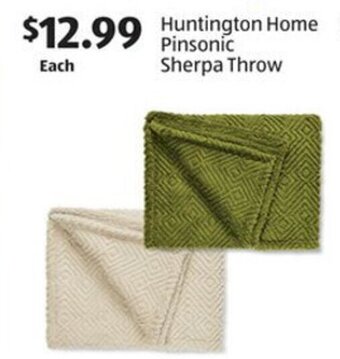 Aldi Huntington Home Pinsonic Sherpa Throw offer