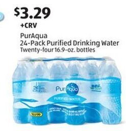 Aldi PurAqua 24-Pack Purified Drinking Water Twenty-four 16.9-oz. bottles offer