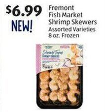 Aldi Fremont Fish Market Shrimp Skewers Assorted Varieties 8 oz. Frozen offer