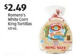 Aldi Romero's White Corn King Tortillas 40 oz. offer
