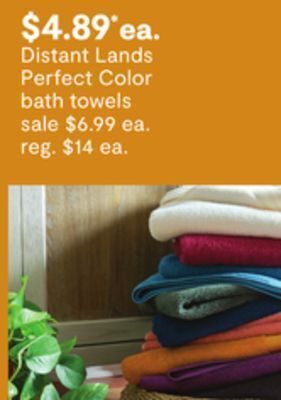 JC Penney Distant lands perfect color bath towels offer