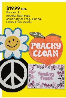 JC Penney Forever 21 novelty bath rugs offer