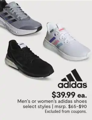 JC Penney Men's or women's adidas shoes offer